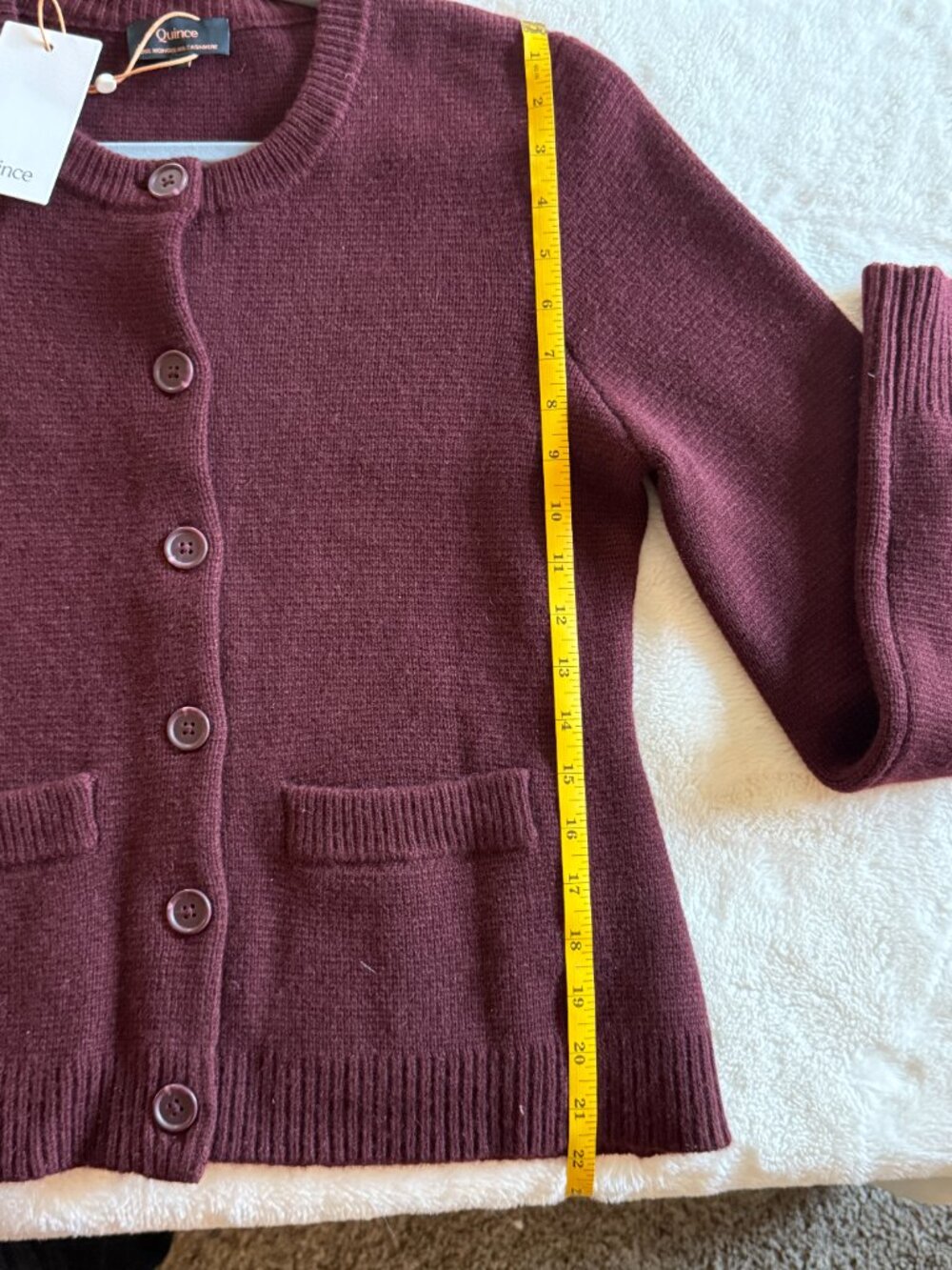 NWT Quince 100% Mongolian Cashmere Structured Cardigan Rich Burgandy Medium - Picture 3 of 7